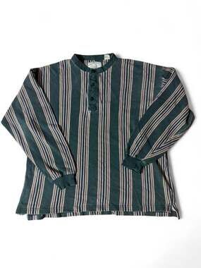 Vintage 90s American Eagle Striped Long Sleeve Henley Pullover Shirt